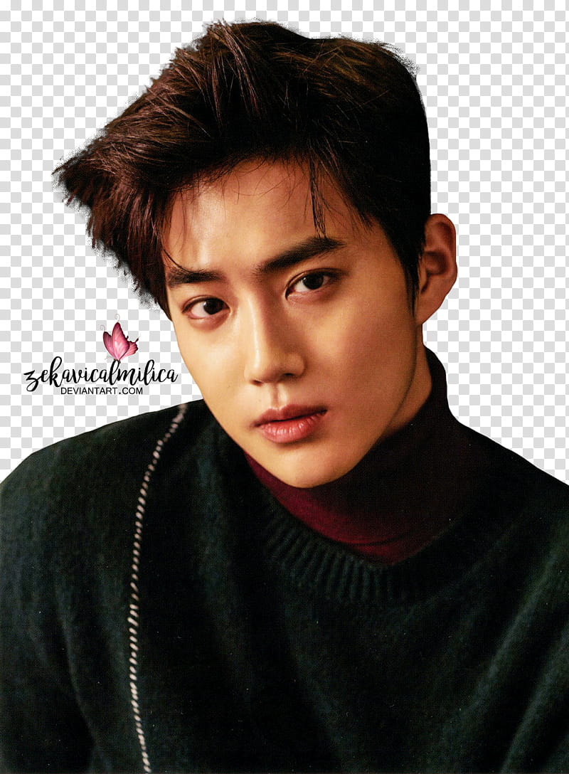 EXO Suho For Life, man wearing black sweater transparent background PNG clipart