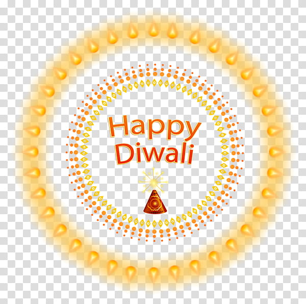 Diwali Sticker, Diya, Fireworks, Text, Rangoli, Orange, Yellow, Circle transparent background PNG clipart