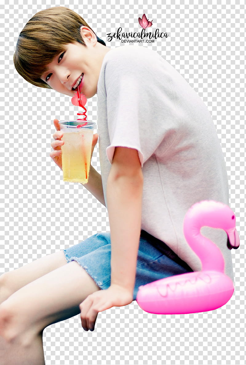 NCT Jaehyun Summer Vacation, man holding beverage-filled cup transparent background PNG clipart