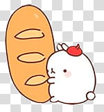 Molang, bread and bunny cartoon transparent background PNG clipart