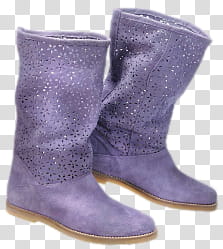 Shoes set, purple suede mid-calf boots transparent background PNG clipart