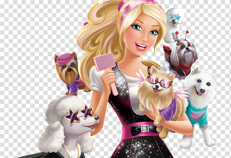 Barbie and Friends, Barbie with dogs illustration transparent background PNG clipart