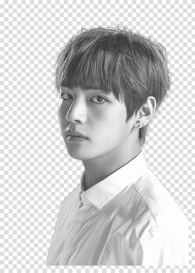 bangtan sonyeondan , grayscale graphy of man wearing collared shirt transparent background PNG clipart