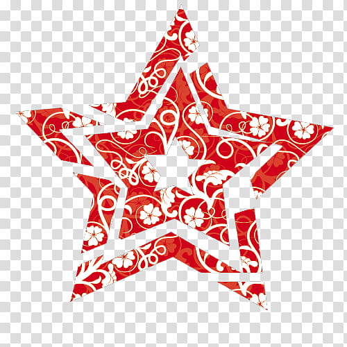 red and white floral star illustration transparent background PNG clipart