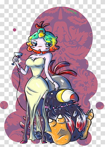 Queen Valentina and Dodo, cartoon of woman on cocktail dress transparent background PNG clipart