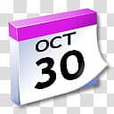 WinXP ICal, white and pink October  calendar illustration transparent background PNG clipart