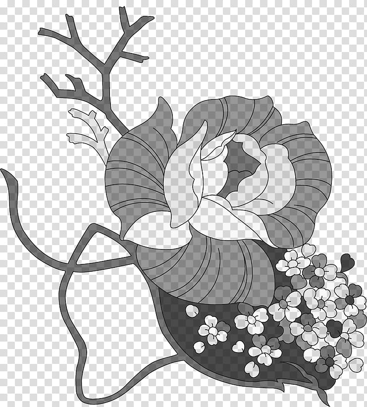 Flower Roses PS Brushes, grayscale of lower transparent background PNG clipart
