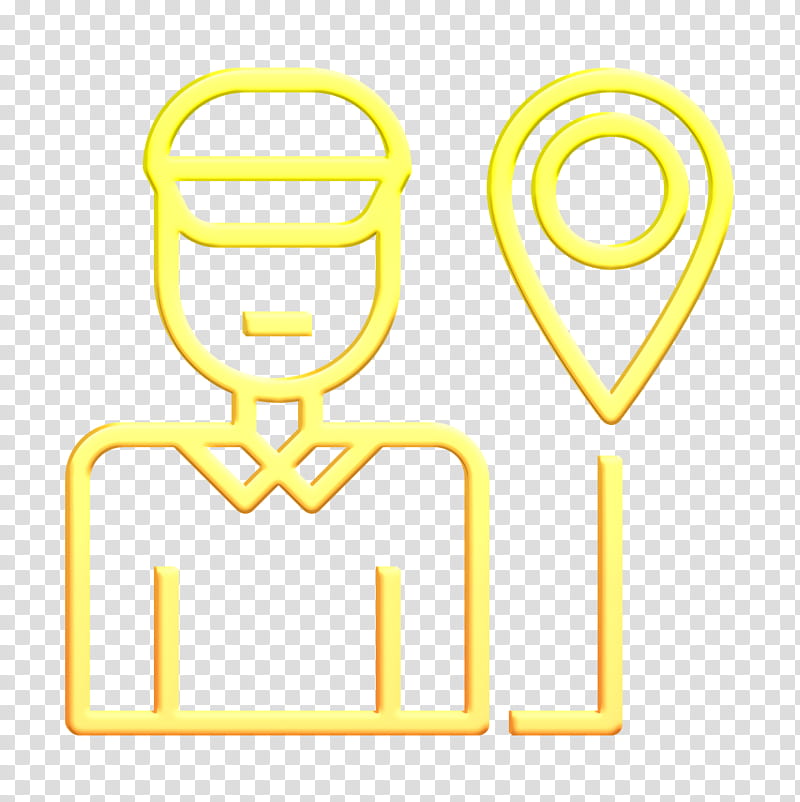 Delivery man icon Logistic icon Maps and location icon, Yellow, Symbol, Logo, Signage transparent background PNG clipart