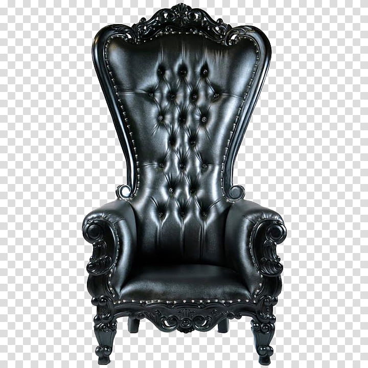 HALLOWEEN O, tufted black leather padded armchair with black wooden frame illustration transparent background PNG clipart