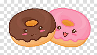Cute, strawberry and chocolate doughnuts illustration transparent background PNG clipart