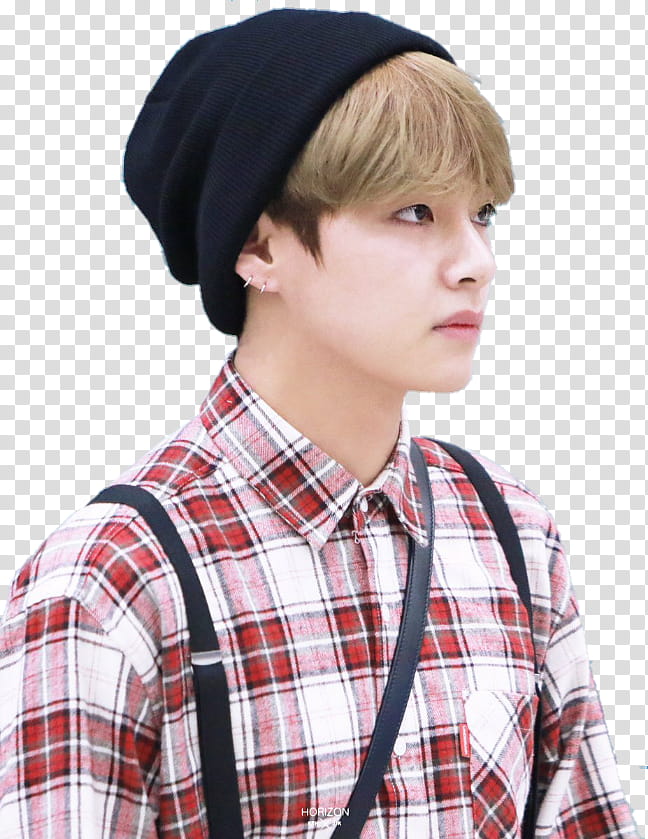 Taehyung Airport, man wearing knit cap transparent background PNG clipart