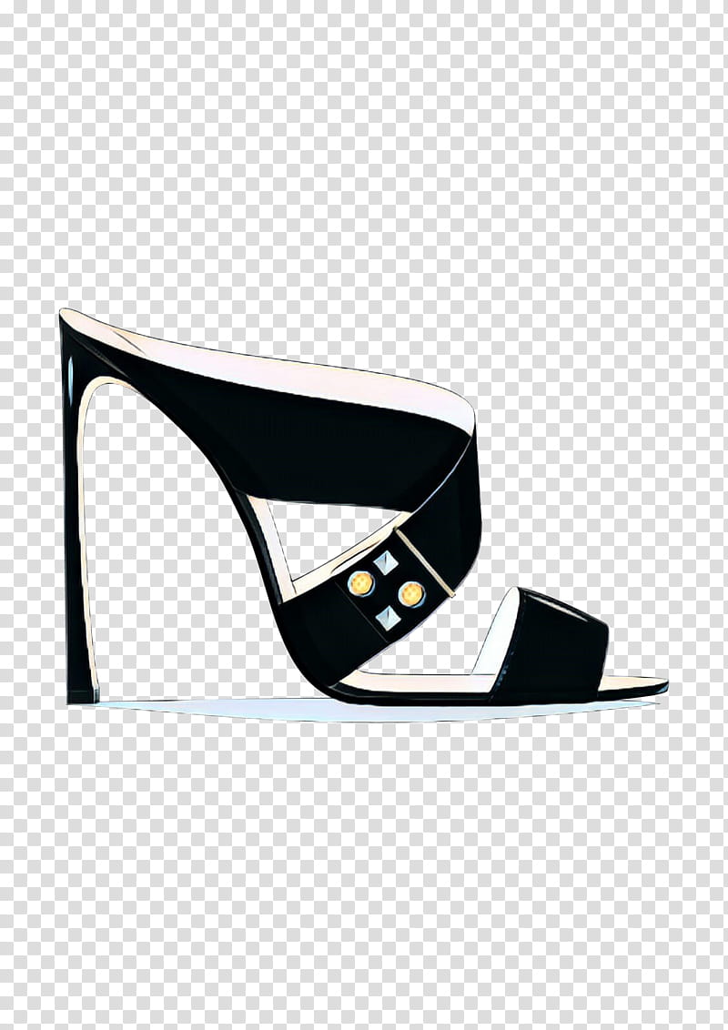 footwear white black sandal shoe, Pop Art, Retro, Vintage, High Heels, Leather, Slingback transparent background PNG clipart