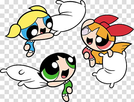 The Powerpuffs Girls, Powerpuff Girls pillow fight transparent background PNG clipart