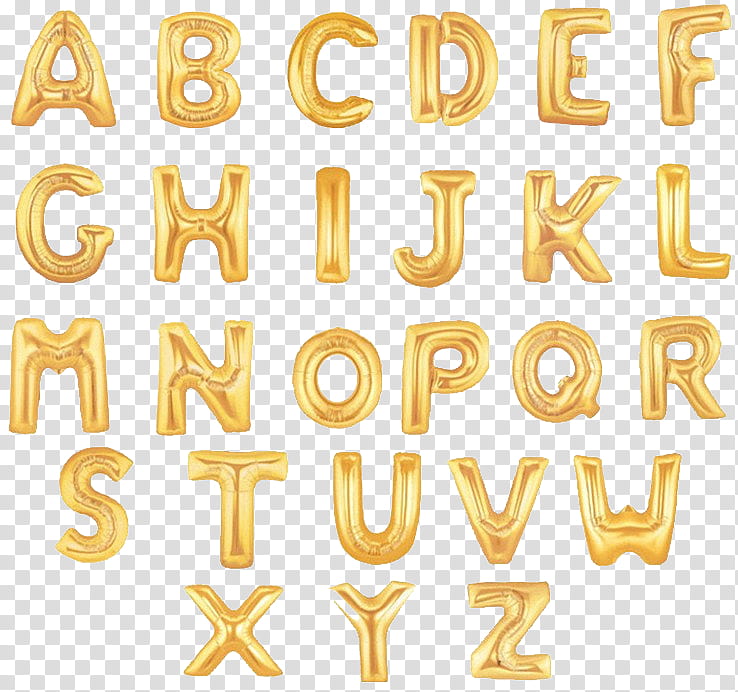 yellow alphabet letter balloons transparent background PNG clipart