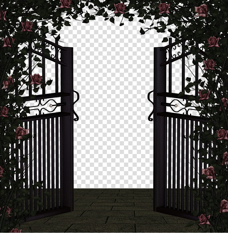 olbor gate, brown metal gate with vines and flowers transparent background PNG clipart