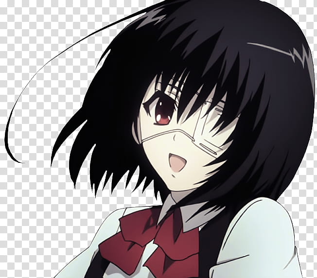 female anime character wearing eye patch transparent