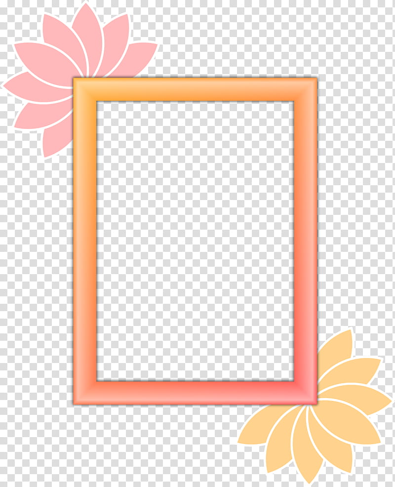 Flower Background Frame, Frames, Ornament, Rectangle, Orange, Line, Area, Peach transparent background PNG clipart