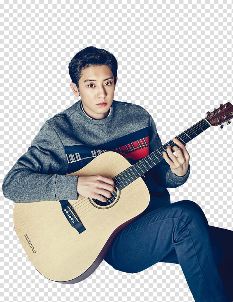 CHANYEOL EXO S, man holding guitar transparent background PNG clipart
