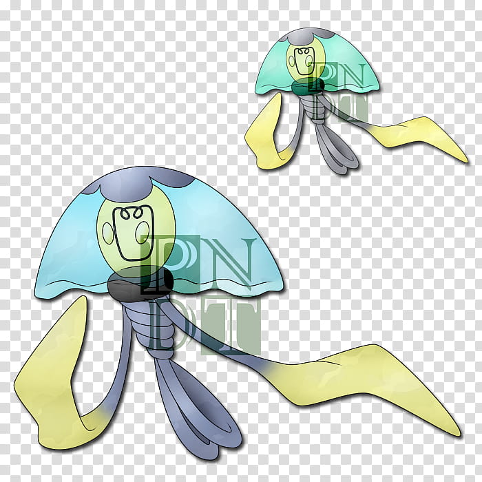 Fakemon GELECTRIN, teal and gray jellyfish Pokémon character transparent background PNG clipart