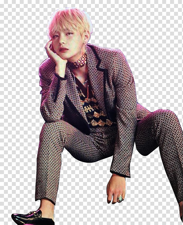 BTS Wings V p, man wearing gray notched lapel suit jacket with pants transparent background PNG clipart