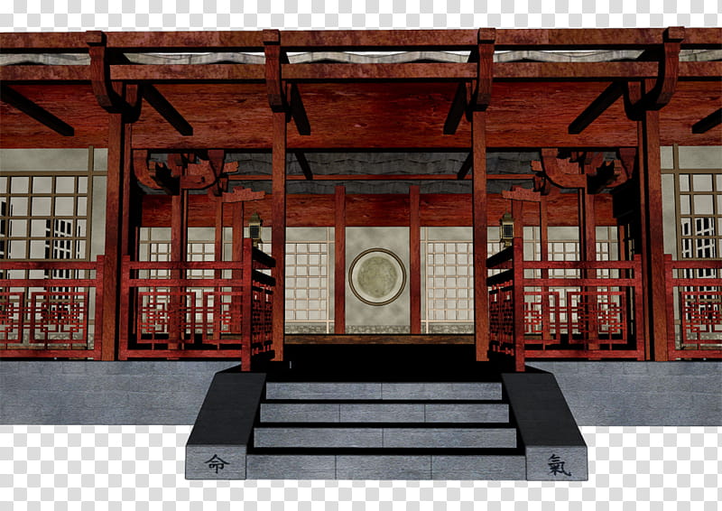 Dojo Building, gray and red wooden building transparent background PNG clipart