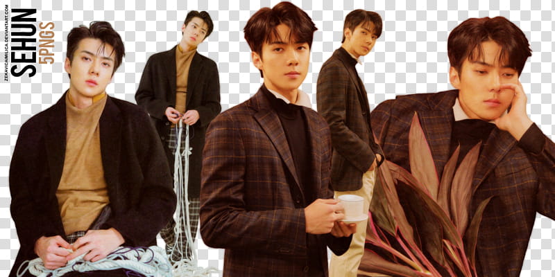 EXO Sehun Universe, man wearing black suit jacket collage transparent background PNG clipart