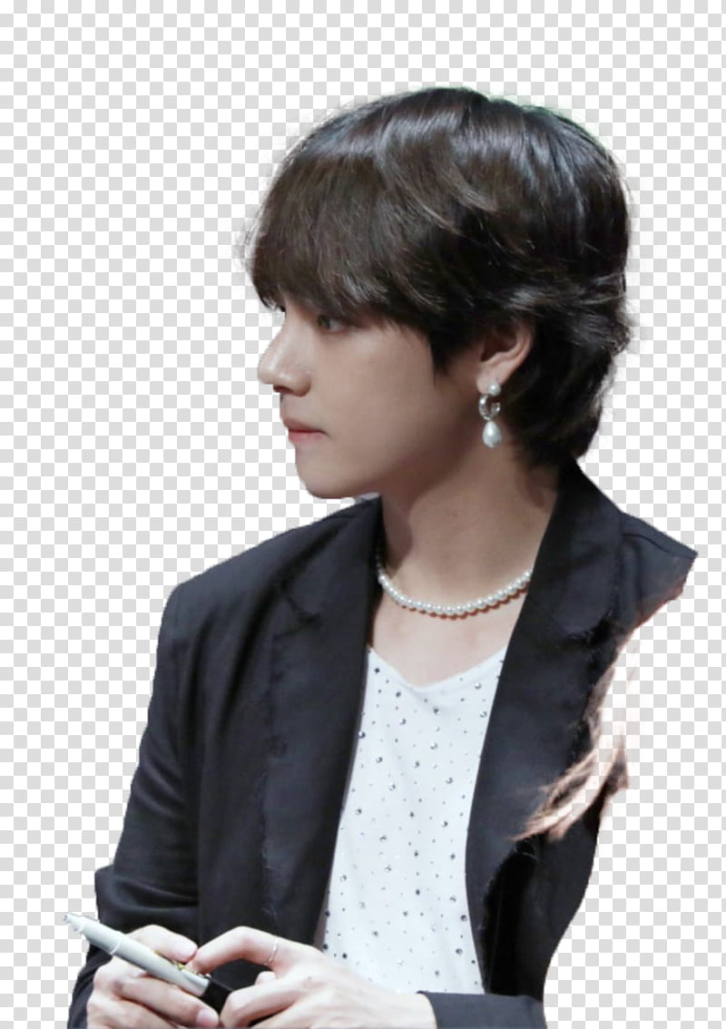 Taehyung Tear Fansign, man wearing black suit jacket transparent background PNG clipart