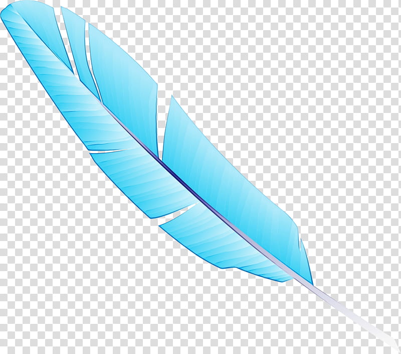 Feather, Watercolor, Paint, Wet Ink, Quill, Turquoise, Blue, Wing transparent background PNG clipart