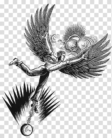 , man flying with wings sketch= transparent background PNG clipart