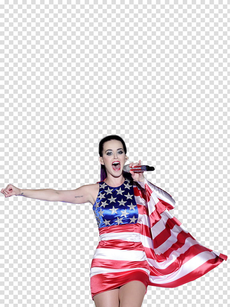 Katy Perry, Katy Perry wearing USA flag dress transparent background PNG clipart