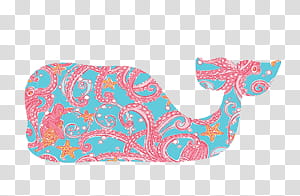 Vintage, blue and multicolored floral whale art transparent background PNG clipart