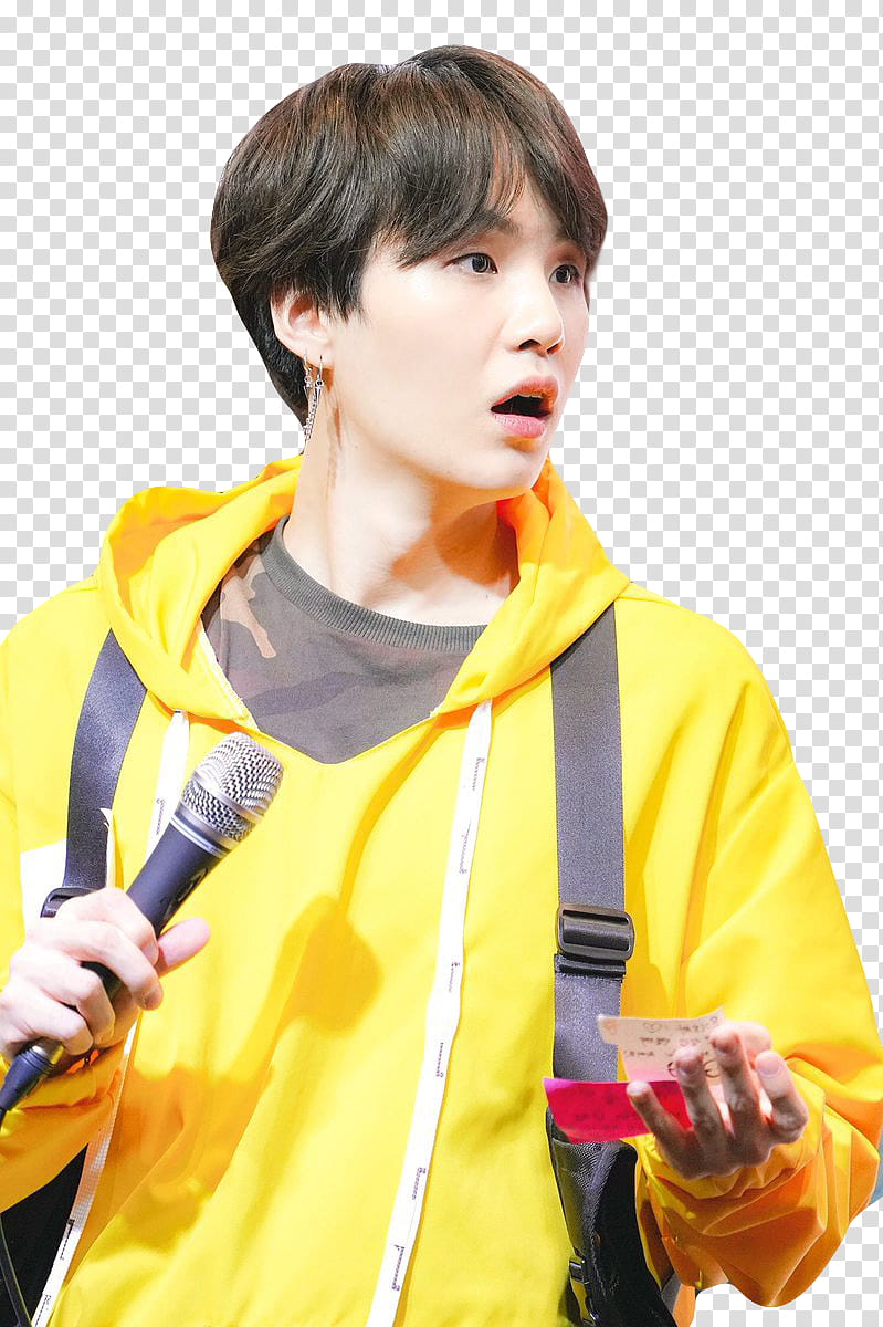 YOONGI, man holding microphone transparent background PNG clipart