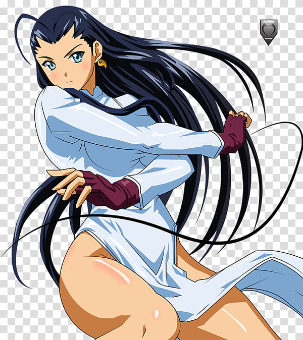 Kakouen The White Dress Assassin Cut Out, girl wearing blue long-sleeved side slit dress transparent background PNG clipart