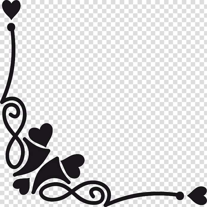 Valentine Day Corners, black border template illustration transparent background PNG clipart