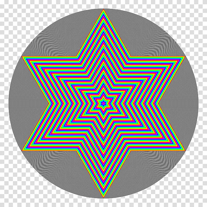 hexagram with circles behind, optical illusion artwork transparent background PNG clipart
