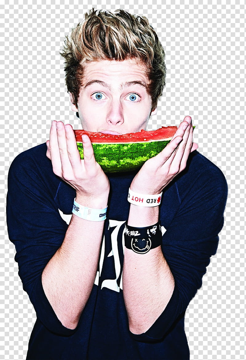 SOS, man eating watermelon transparent background PNG clipart