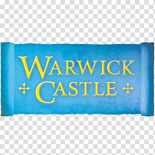 Castle, Warwick Castle, Rectangle, Blue, Yellow, Text, Banner, Sign transparent background PNG clipart