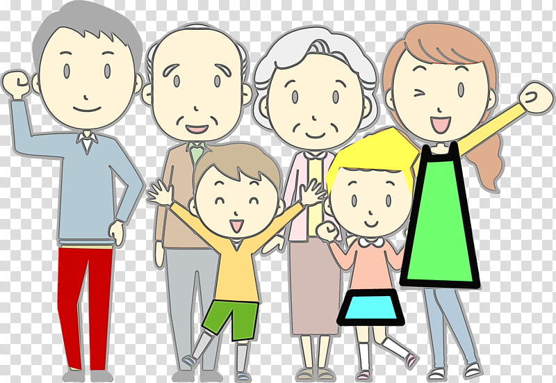 Group Of People, Watercolor, Paint, Wet Ink, Family, Grandparent, Extended Family, Child transparent background PNG clipart