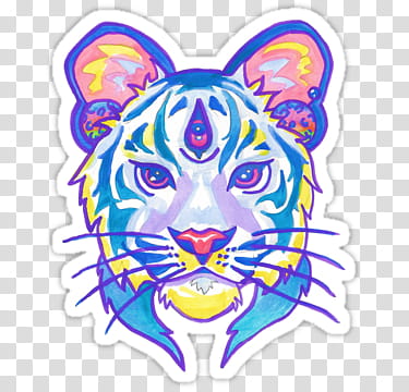 Colecion de stickers en, multicolored tiger illustration transparent background PNG clipart