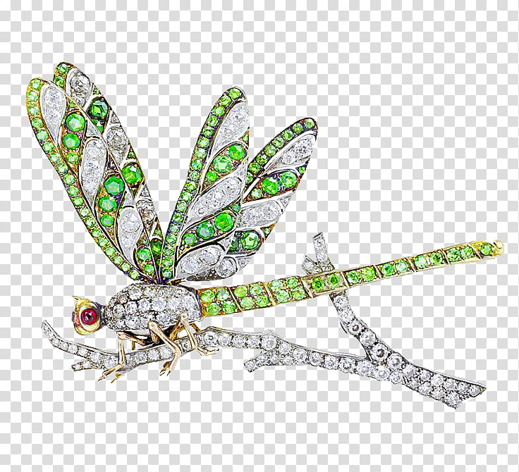 Insect Jewelry s, silver and green dragonfly illustration transparent background PNG clipart