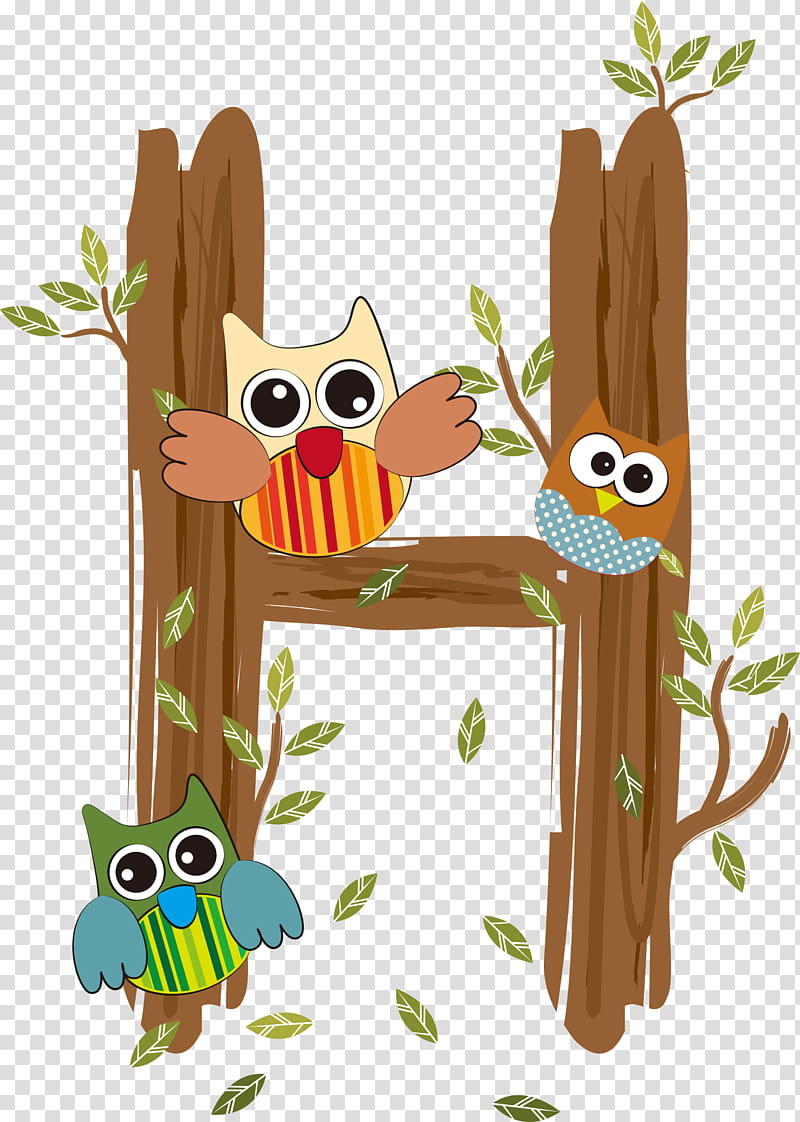 Owl, Letter, Alphabet, Bird, Bird Of Prey, Beak, Wood, Tree transparent background PNG clipart