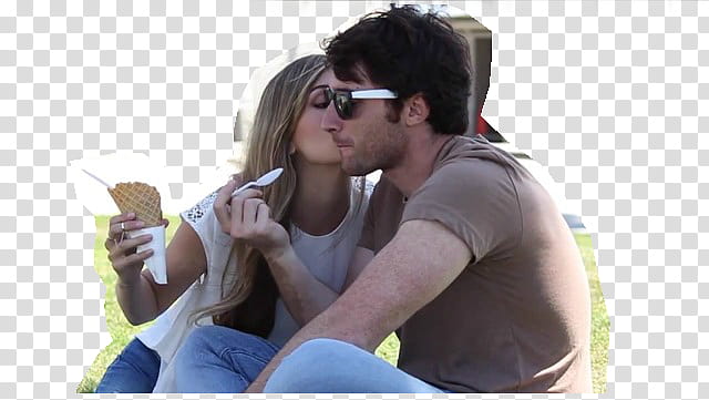 youtubers, woman holding brown sugar cone kissing man transparent background PNG clipart