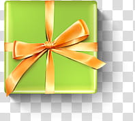 Lovely website icons , Gift_Artdesigner.lv, green and orange gift box with ribbon transparent background PNG clipart