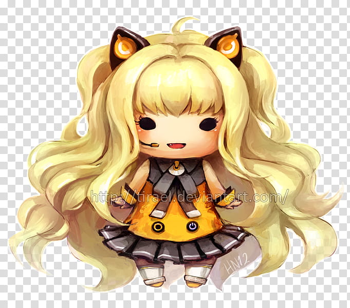 Squishies: Vocaloid, SeeU, woman in yellow and black dress artwork transparent background PNG clipart