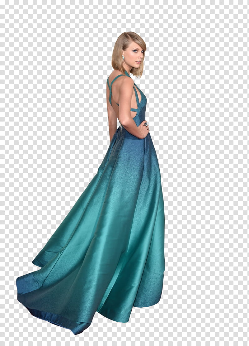 Taylor Swift , woman wearing teal dress transparent background PNG clipart