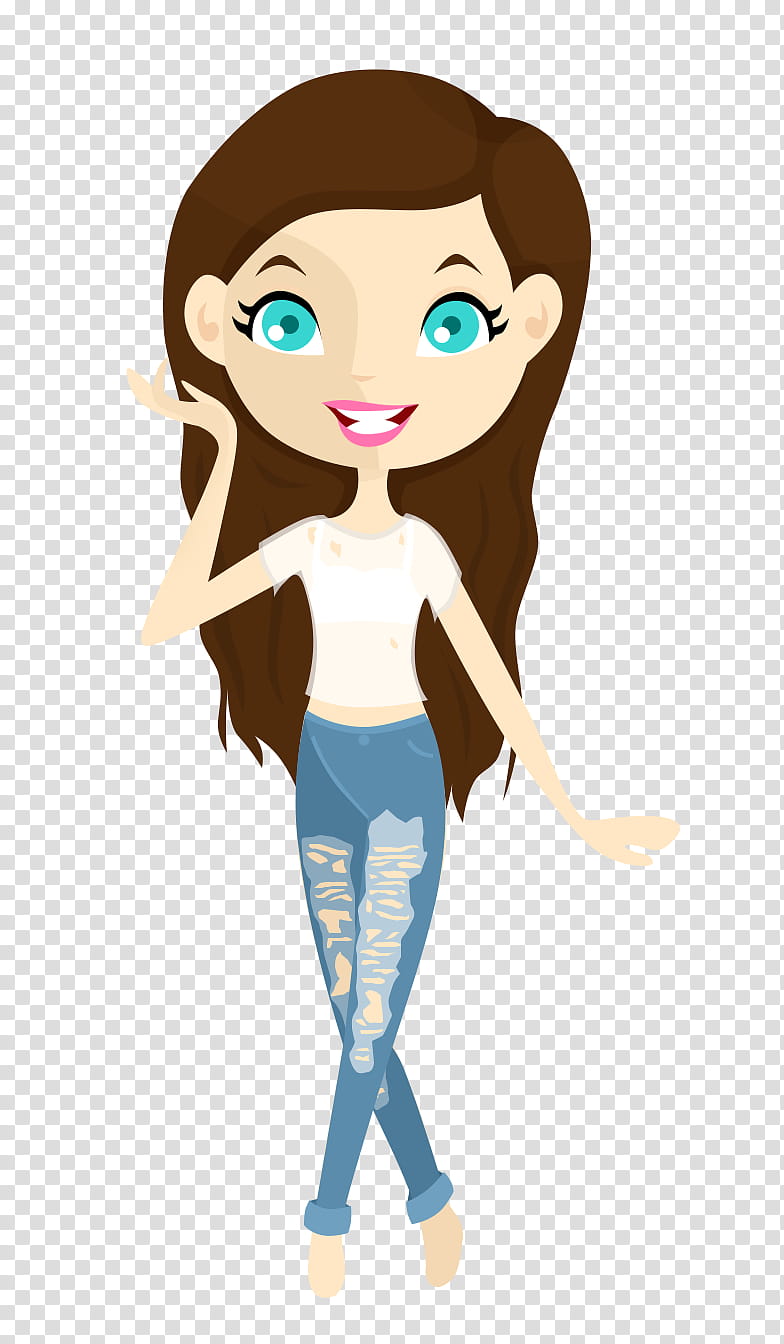 woman in white shirt and blue distressed jeans illustration transparent background PNG clipart