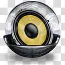 Sphere   , yellow and black speaker inside glass ball transparent background PNG clipart