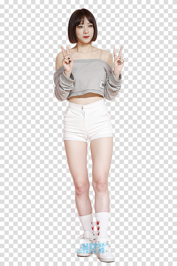 CHENGXIAO WJSN HANI EXID JUNGKOOK V BTS, woman in crop top and white shorts transparent background PNG clipart