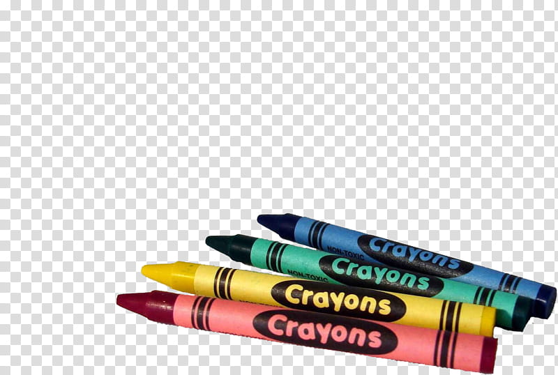 Crayons, four assorted-color crayons transparent background PNG clipart