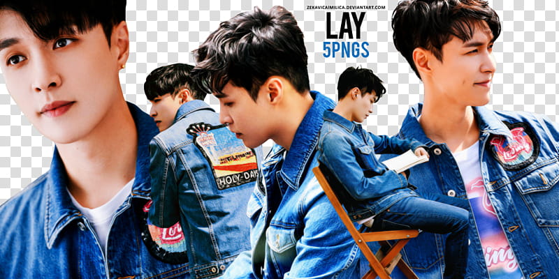 EXO Lay , man wearing blue denim dress shirt transparent background PNG clipart